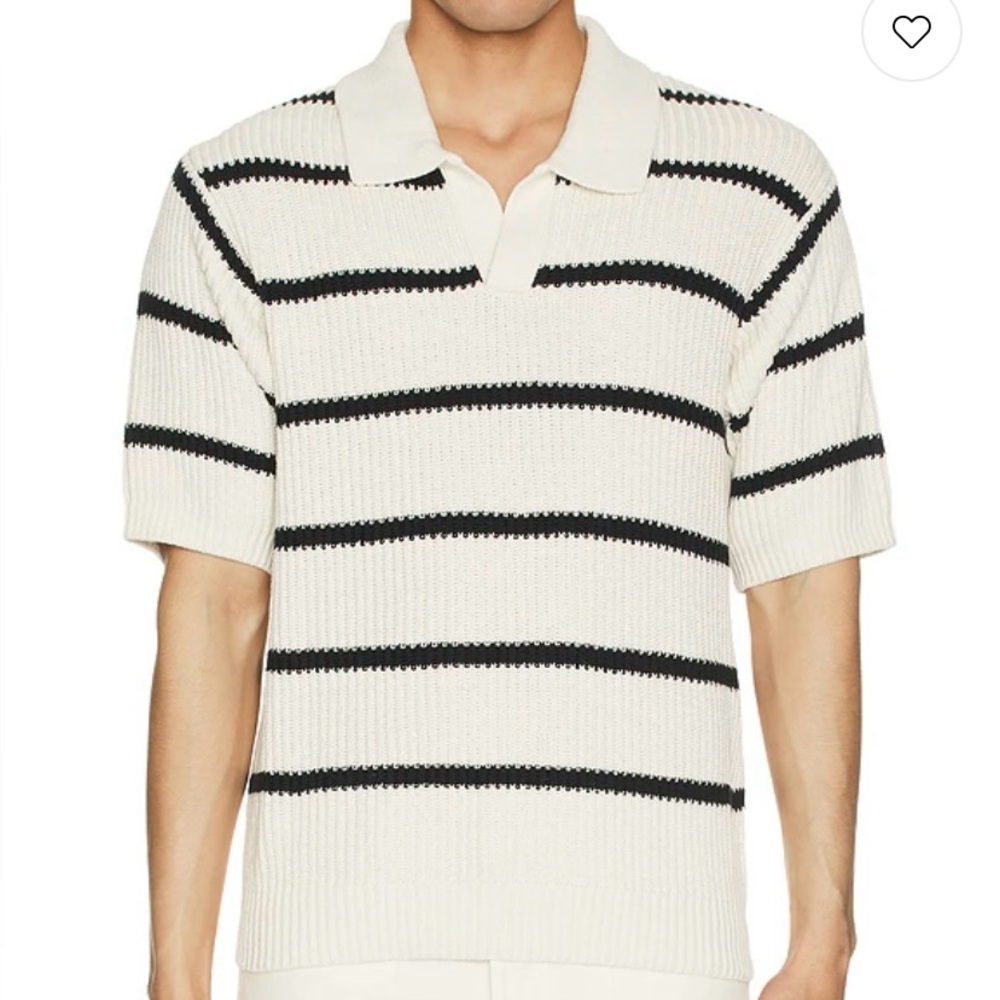 Frame Denim Men’s Organic Cotton Silk Blend Striped Polo Sweater Resort Wear Sm